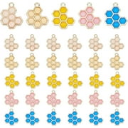 30pcs Honeycomb Charms Enamel Beehavies Charms Animal Alloy Bee Charms Pendants for Jewelry Making